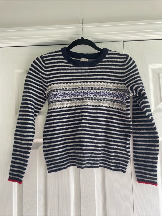 J. Crew Sweaters - J. Crew Navy, White & Purple Striped Fair Isle Crewneck Sweater